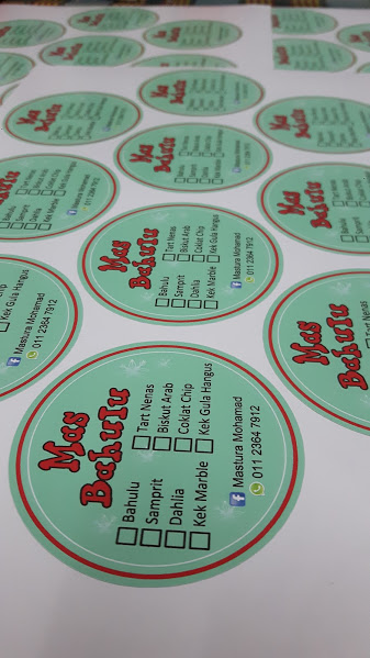 Custom Sticker Label Produk Makanan - Bahulu - Biskut - Tart - Kek