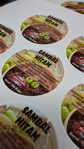 Custom Sticker Label Produk Makanan - Sambal Hitam Pahang - Belimbing Buluh
